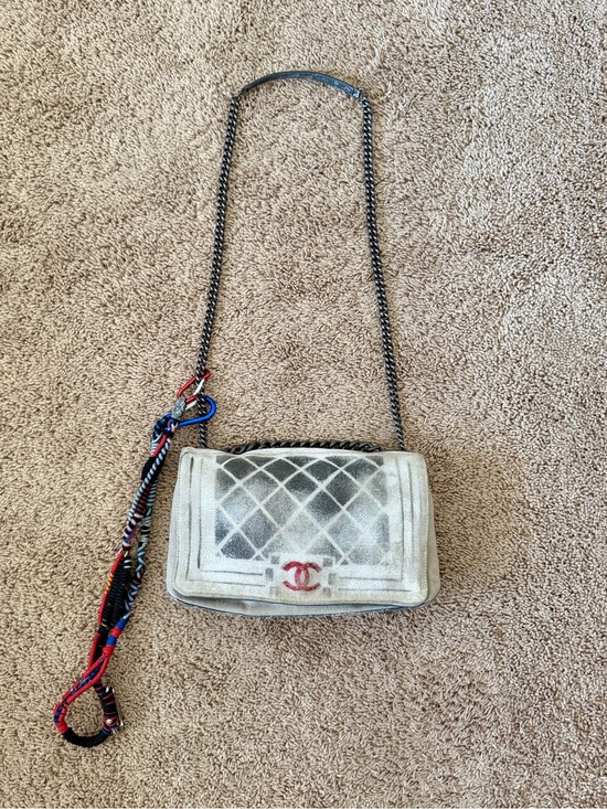 CHANEL Handbags - 2014 Chanel Art School “Oh My Boy” Flap Shoulder Bag Purse – Graffiti Canvas